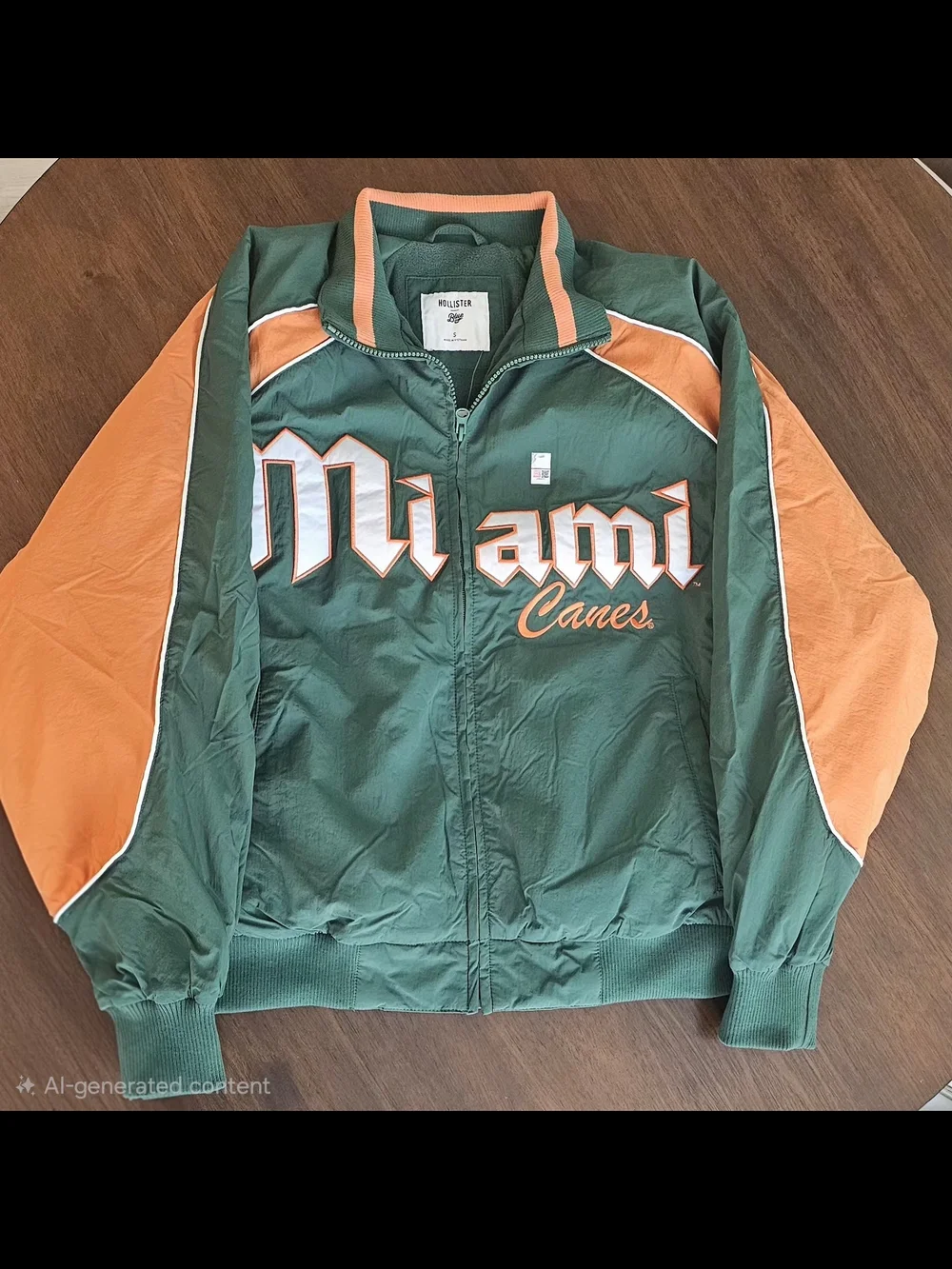 Hollister University of Miami Hurricanes Graphic Windbreaker Jacket Large